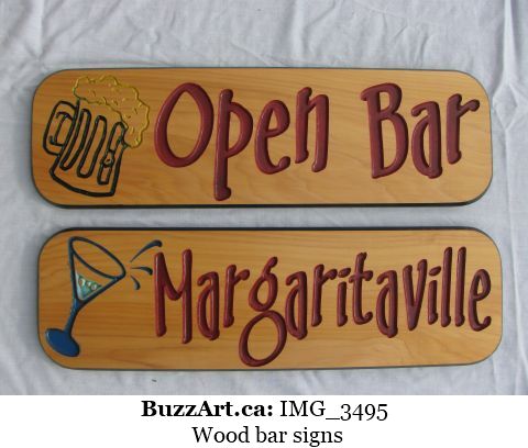 Wood bar signs